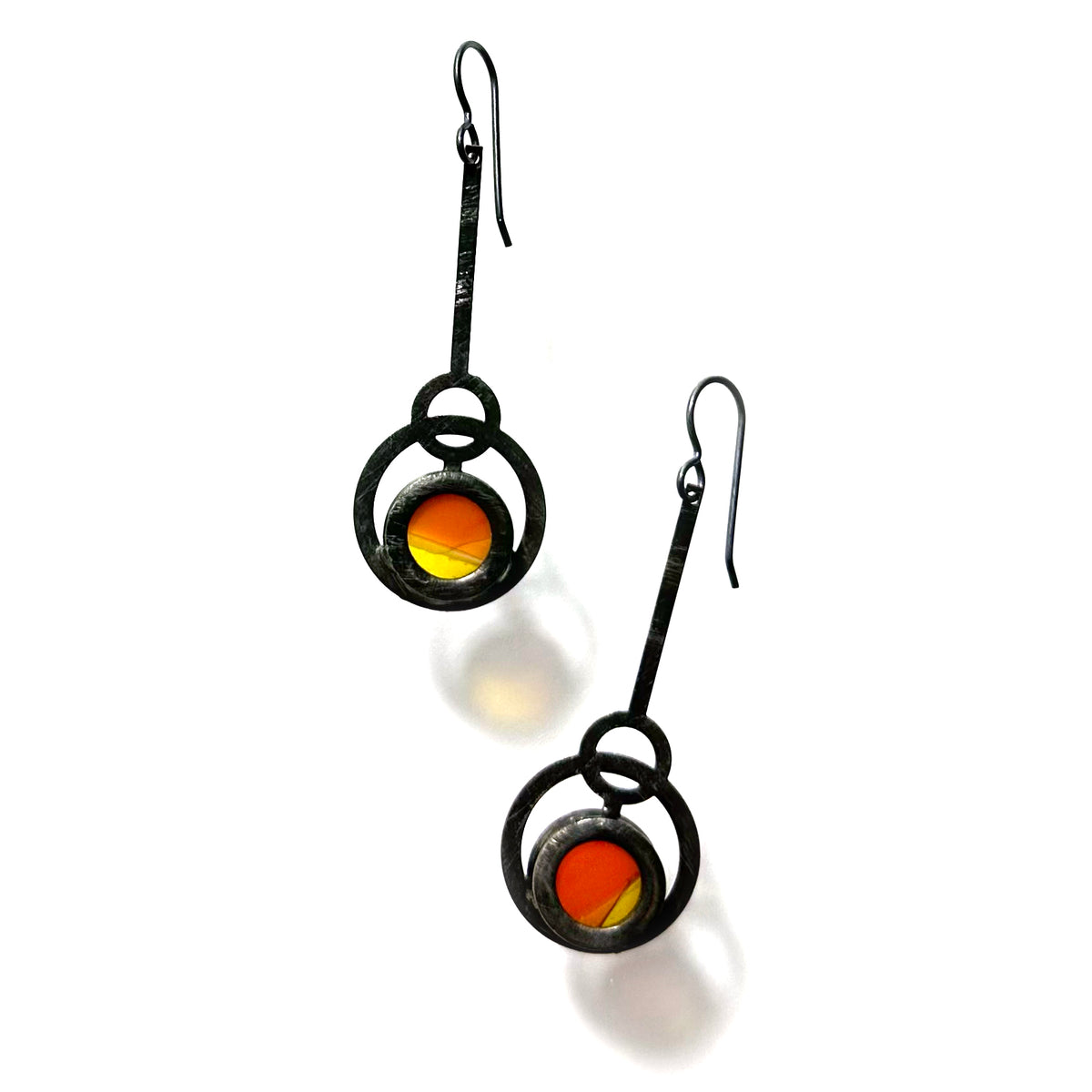 Amber/Marigold/Burnt Orange Eclipse Pendulum Earrings