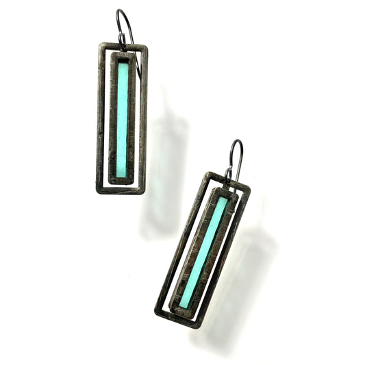 Long Aqua Atrium Earrings