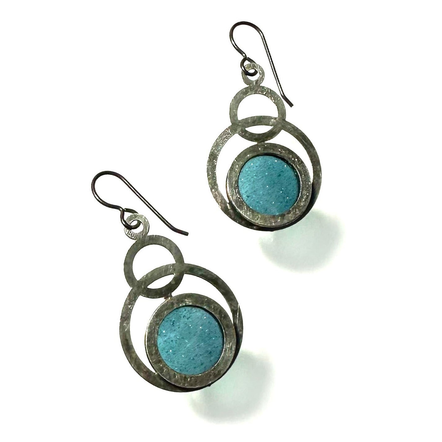 Sea Blue Aventurine Eclipse Earrings