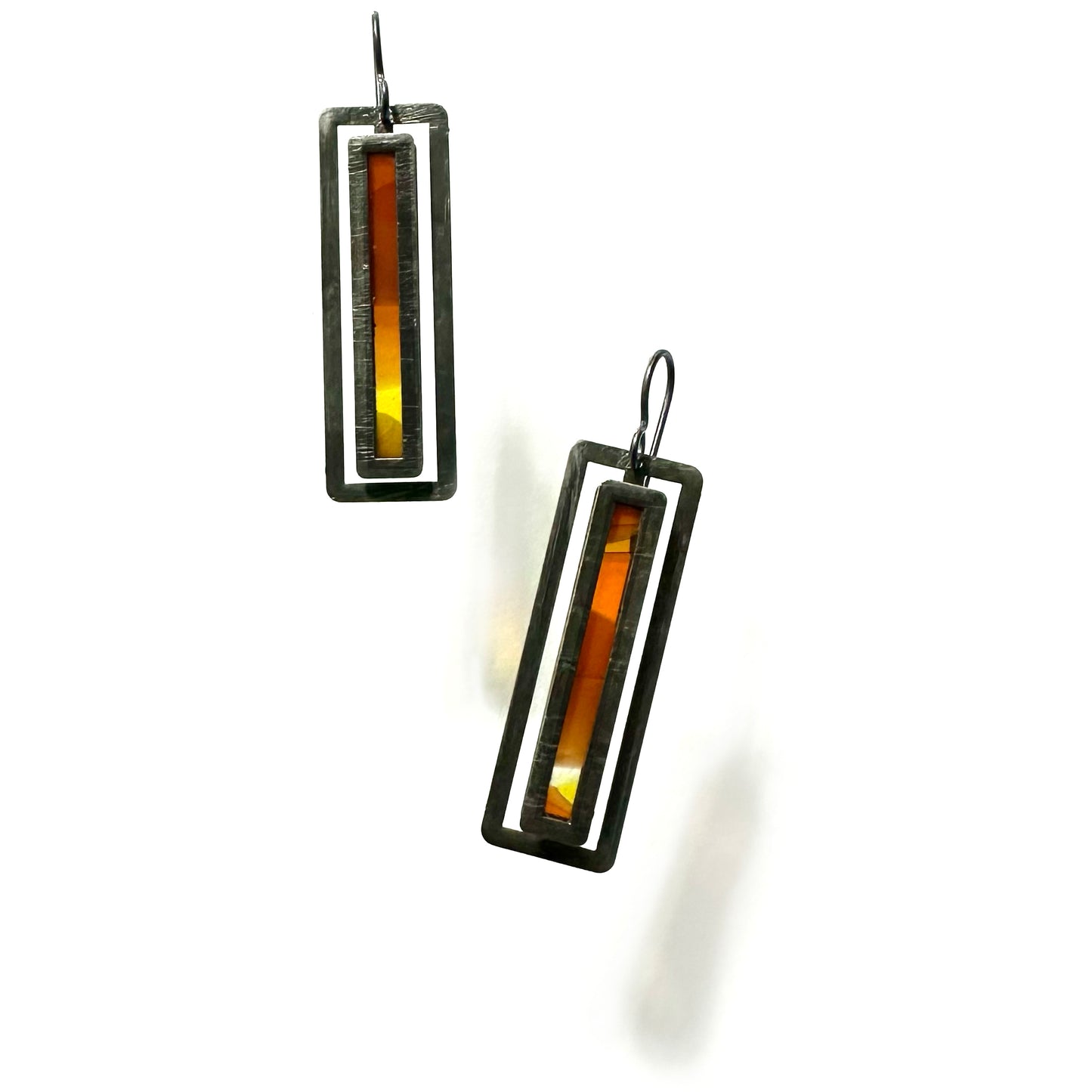 Long Amber/Marigold/Burnt Orange Atrium Earrings