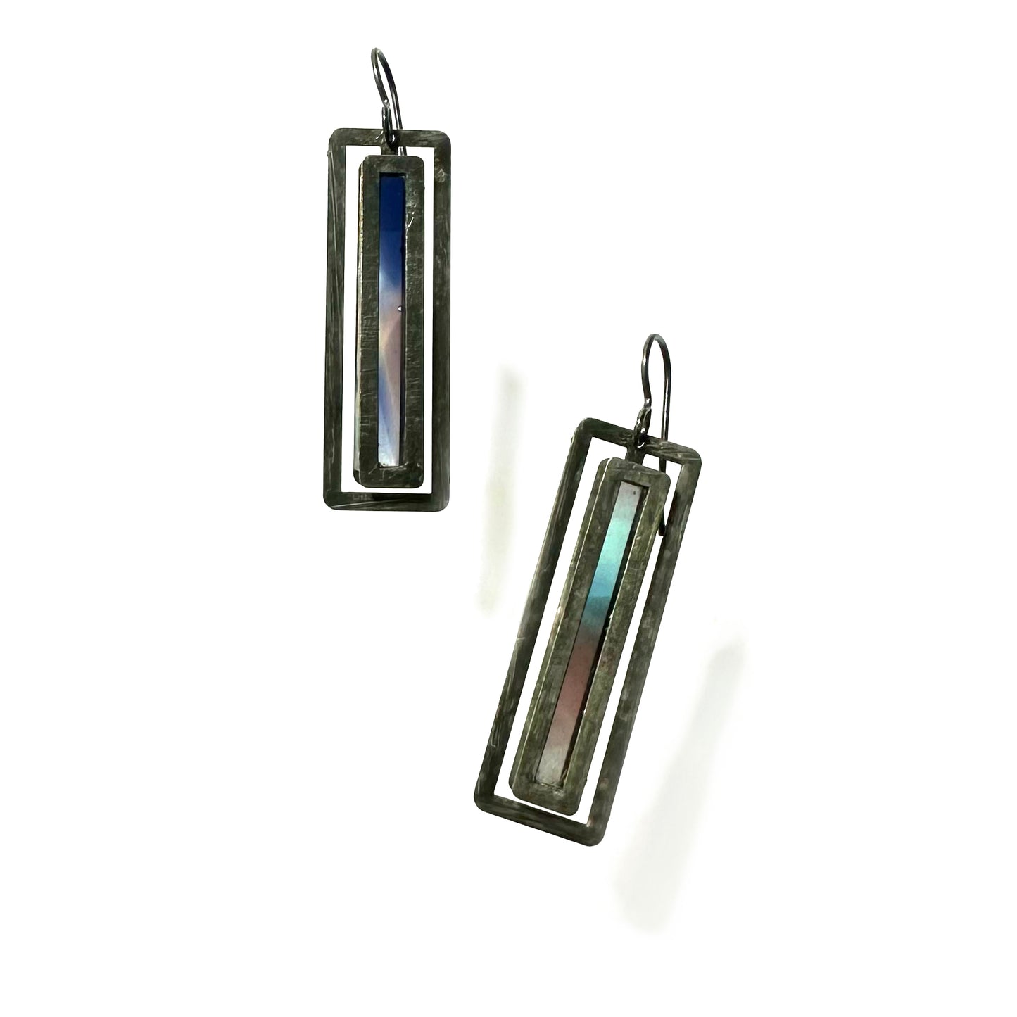 Long Cobalt/Turquoise/Mauve Atrium Earrings