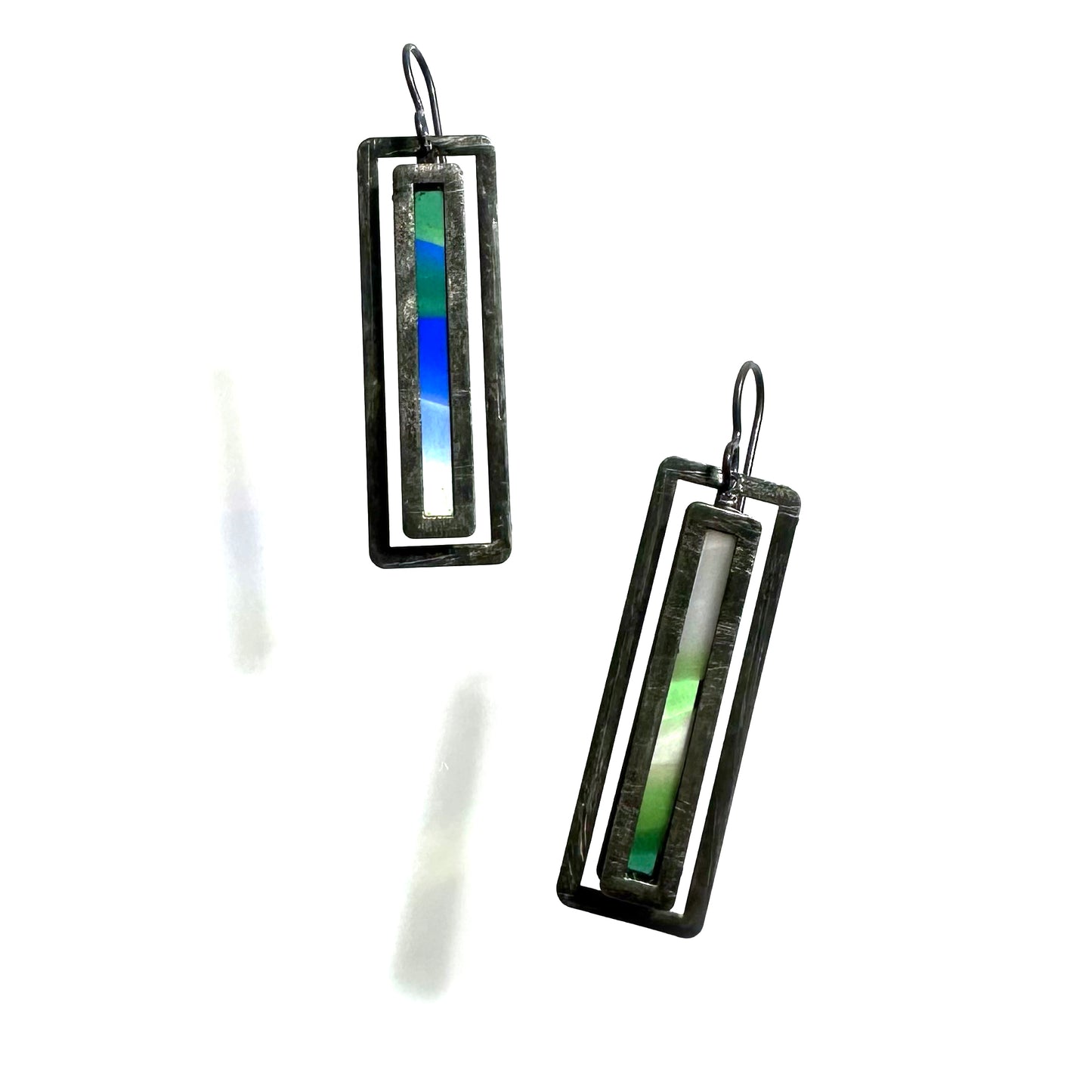 Long Emerald/Sapphire/Ivory Atrium Earrings
