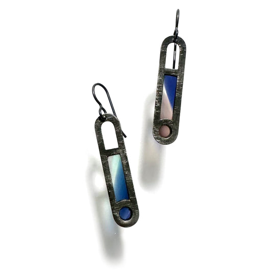Cobalt/Turquoise/Mauve Sunbeam Earrings