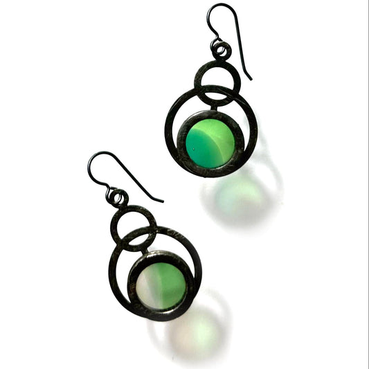 Emerald/Sea Blue/Ivory Eclipse Earrings