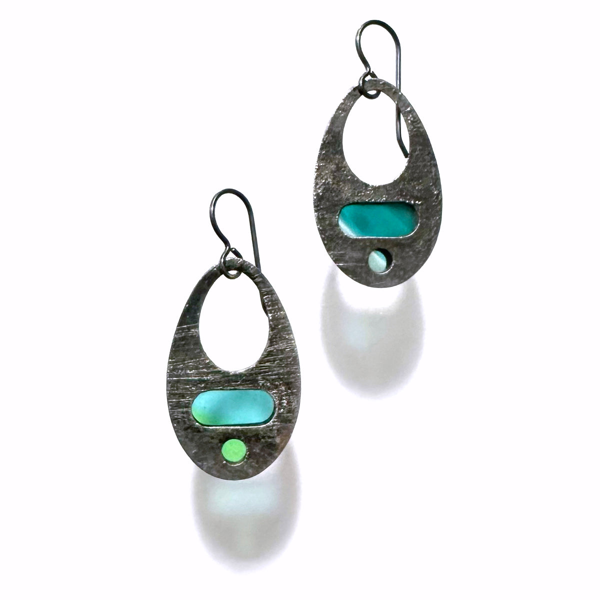 Emerald/Sea Blue/Ivory Orbit Earrings