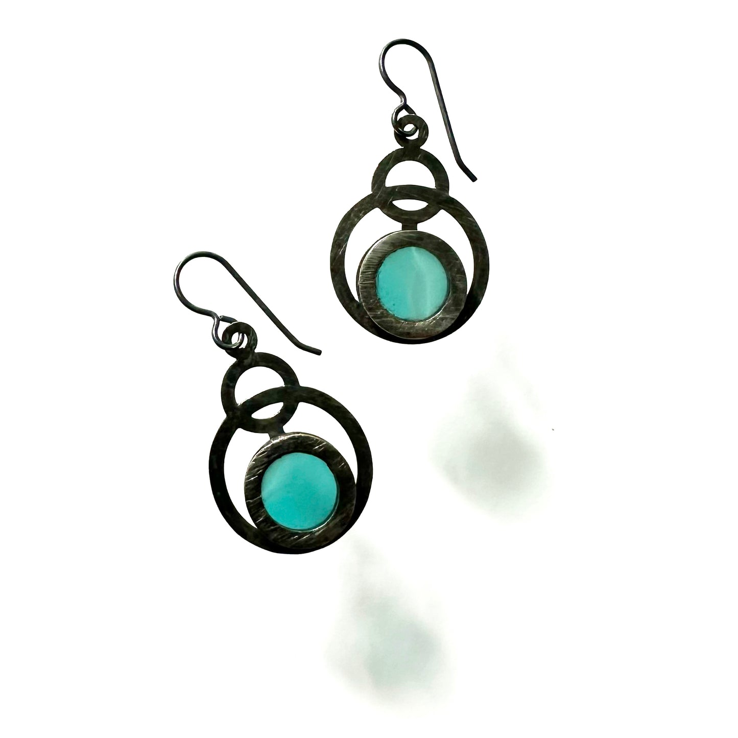 Mini Sea Blue/Ivory Eclipse Earrings